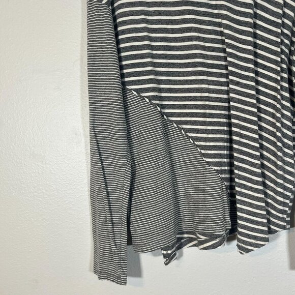 Current Elliot The‎ Slice Stripe Tee Heather Slice Stripe Gray Long Sleeve 0 / S - Picture 2 of 6